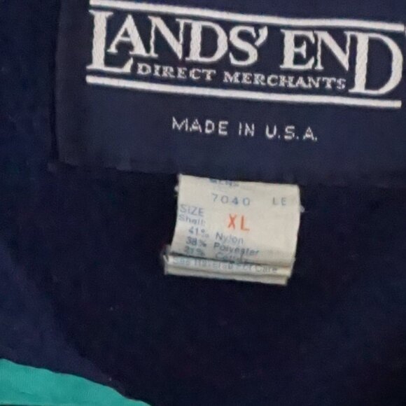 Vintage Lands’ End Teal Nylon Fleece Pullover Anorak 90s Outdoors Old Money Vibe - Picture 9 of 14